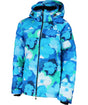 Karbon Crest Print Womens Jacket ski jacket -- front view on model showing insulated shell and hood at Willis Ski and Board