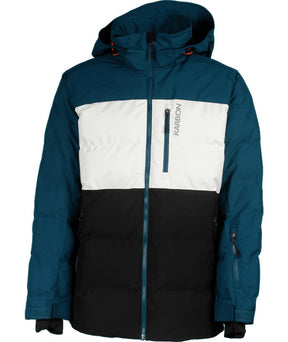 Karbon Motion Mens Jacket 2026 ski jacket -- front view on model showing insulated shell and hood at Willis Ski and Board