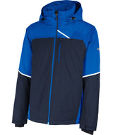 Karbon Particle Mens Jacket ski jacket -- front view on model showing insulated shell and hood at Willis Ski and Board