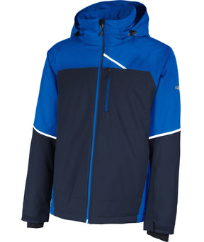 Karbon Particle Mens Jacket ski jacket -- front view on model showing insulated shell and hood at Willis Ski and Board