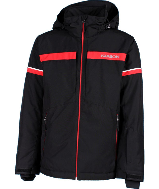 Karbon Particle Mens Jacket 2026 ski jacket -- front view on model showing insulated shell and hood at Willis Ski and Board