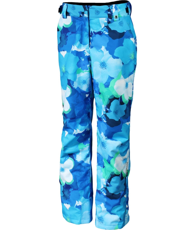 Karbon Rainbow Print Womens Pant ski pant -- front view on model showing insulated ski pant at Willis Ski and Board