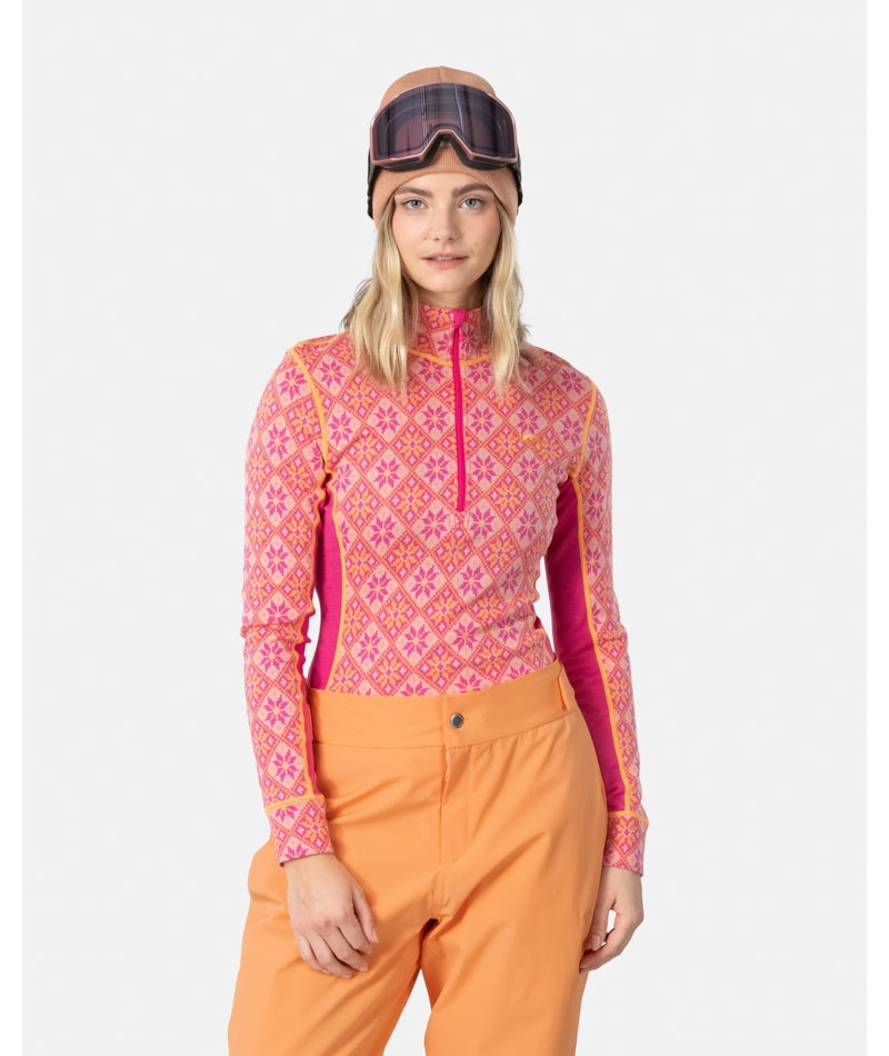 Karitraa Rose Half Zip Womens Top product -- Berry colorway product view