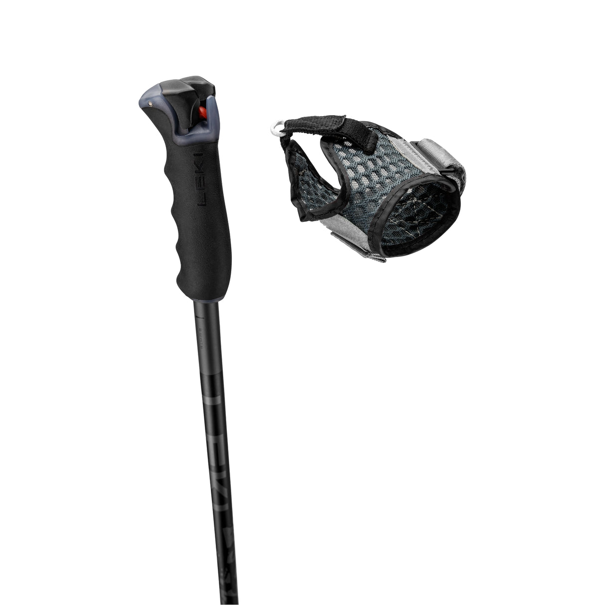 Leki Detect S Trigger Poles ski pole -- full length view showing pole shaft and basket