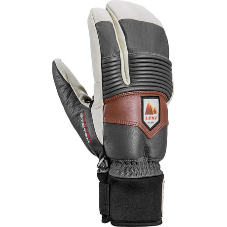 Leki Patrol 3D glove -- back of hand view in graphite and white size 10 with waterproof shell and insulated lining
