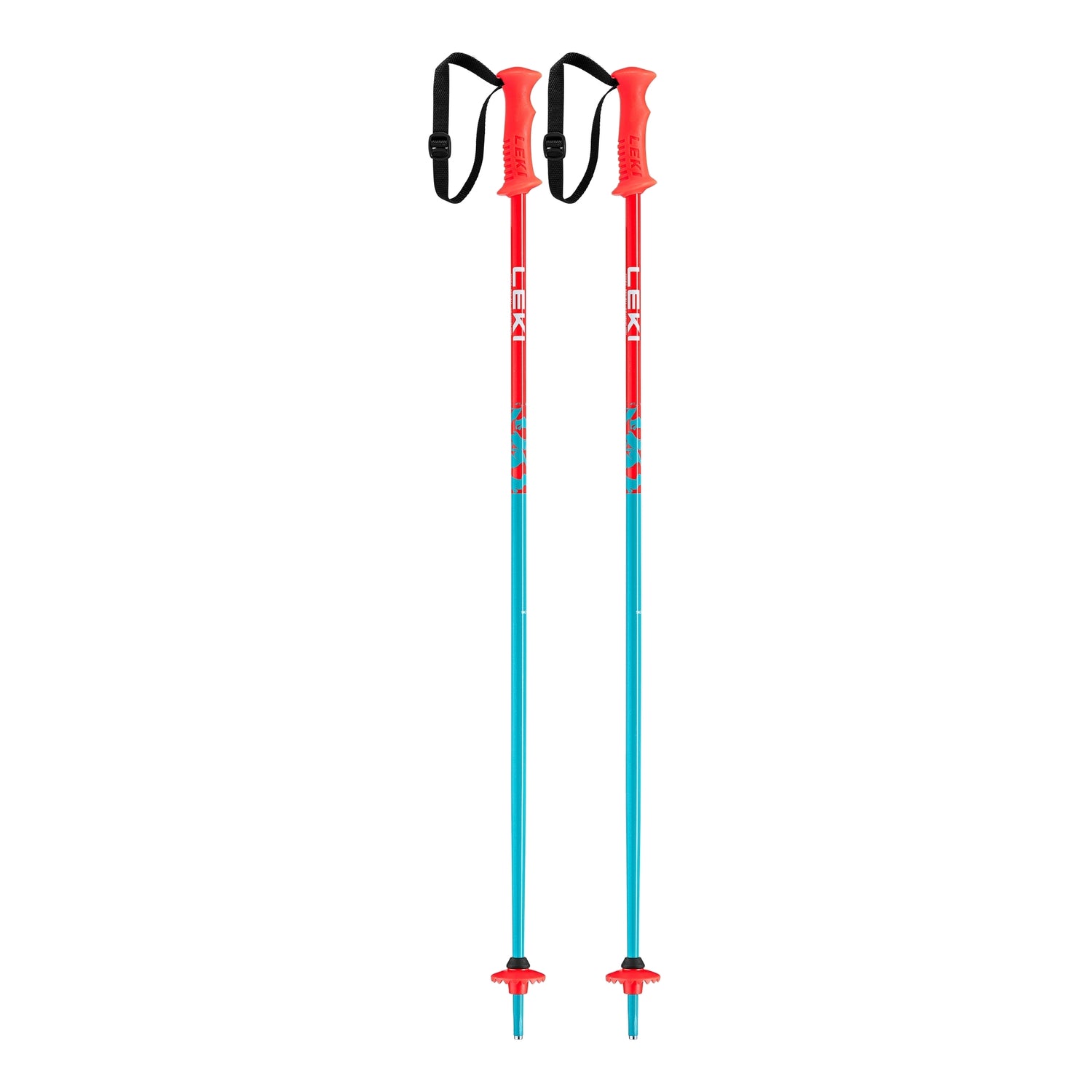 Leki Rider Jr Ski Poles ski pole -- Petrol Red colorway full length view