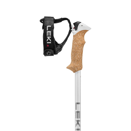Leki Stella S Poles ski pole -- White Silver colorway full length view