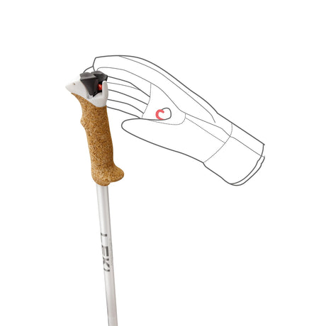 Leki Stella S Poles ski pole -- White Silver colorway grip and strap detail
