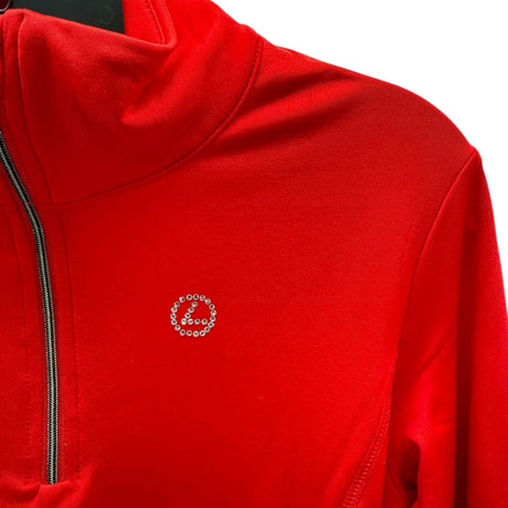 Luhta Hailuoto Womens Fleece mid layer -- Red 662 colorway front view on model