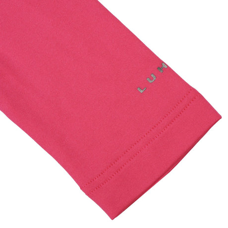Luhta Hailuoto Womens Fleece 2026 mid layer -- Raspberry colorway front view on model