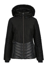 Luhta Halkis Womens Jacket ski jacket -- front view on model showing insulated shell and hood at Willis Ski and Board