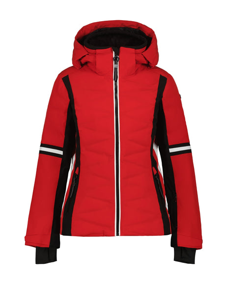 Luhta Kaaersuvanto Womens Jacket ski jacket -- front view on model showing insulated shell and hood at Willis Ski and Board
