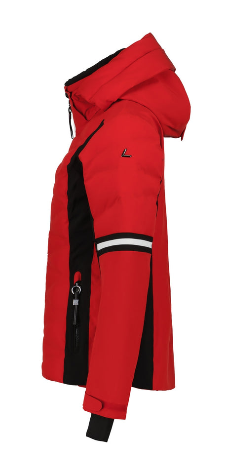 Luhta Kaaersuvanto Womens Jacket ski jacket -- Red 662 6 colorway detail view of hood lining and wrist cuff design