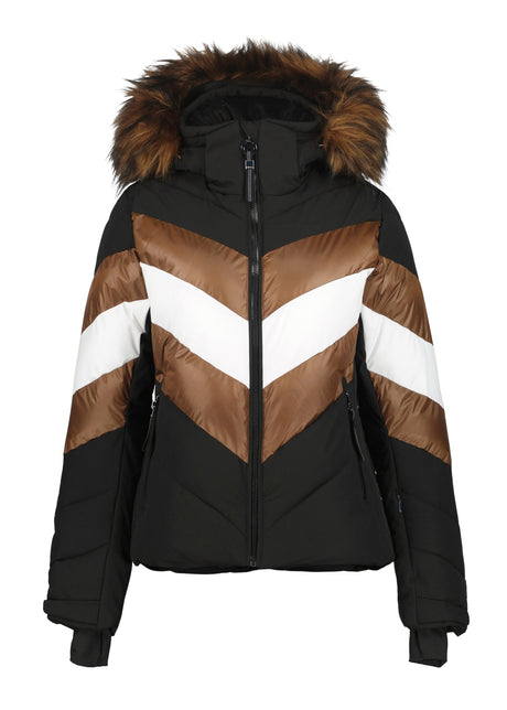 Luhta Kaarto Womens Jacket ski jacket -- front view on model showing insulated shell and hood at Willis Ski and Board