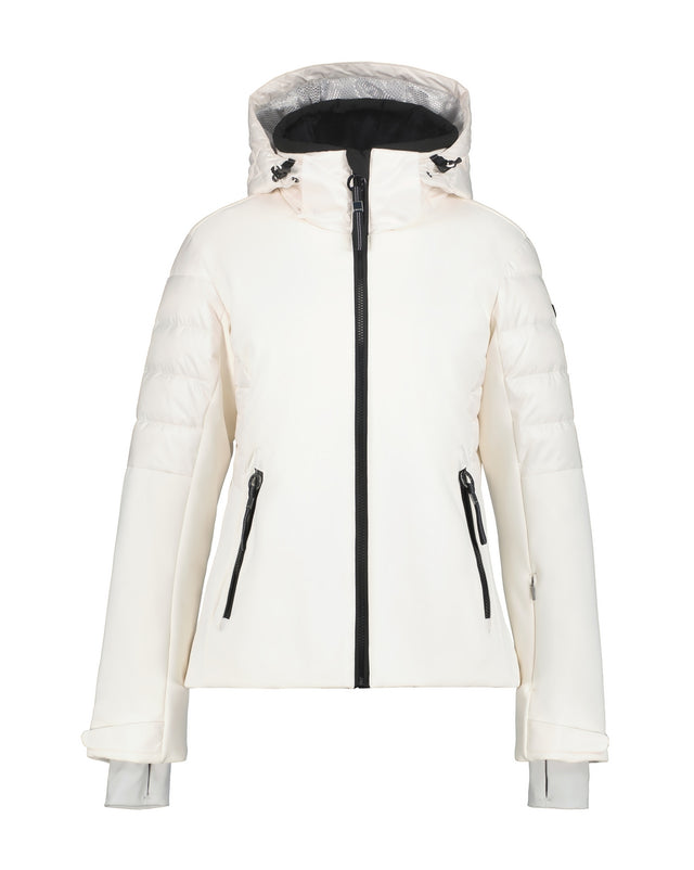 Luhta Kierinki Womens Jacket ski jacket -- front view on model showing insulated shell and hood at Willis Ski and Board