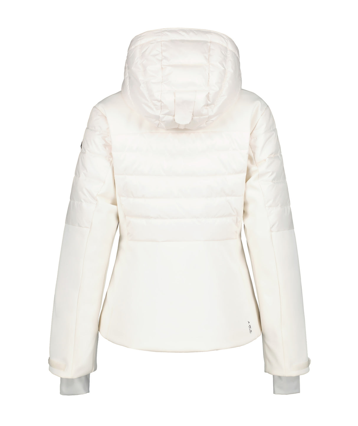 Luhta Kierinki Womens Jacket ski jacket -- Cream 020 colorway front view on model with hood and cuffs