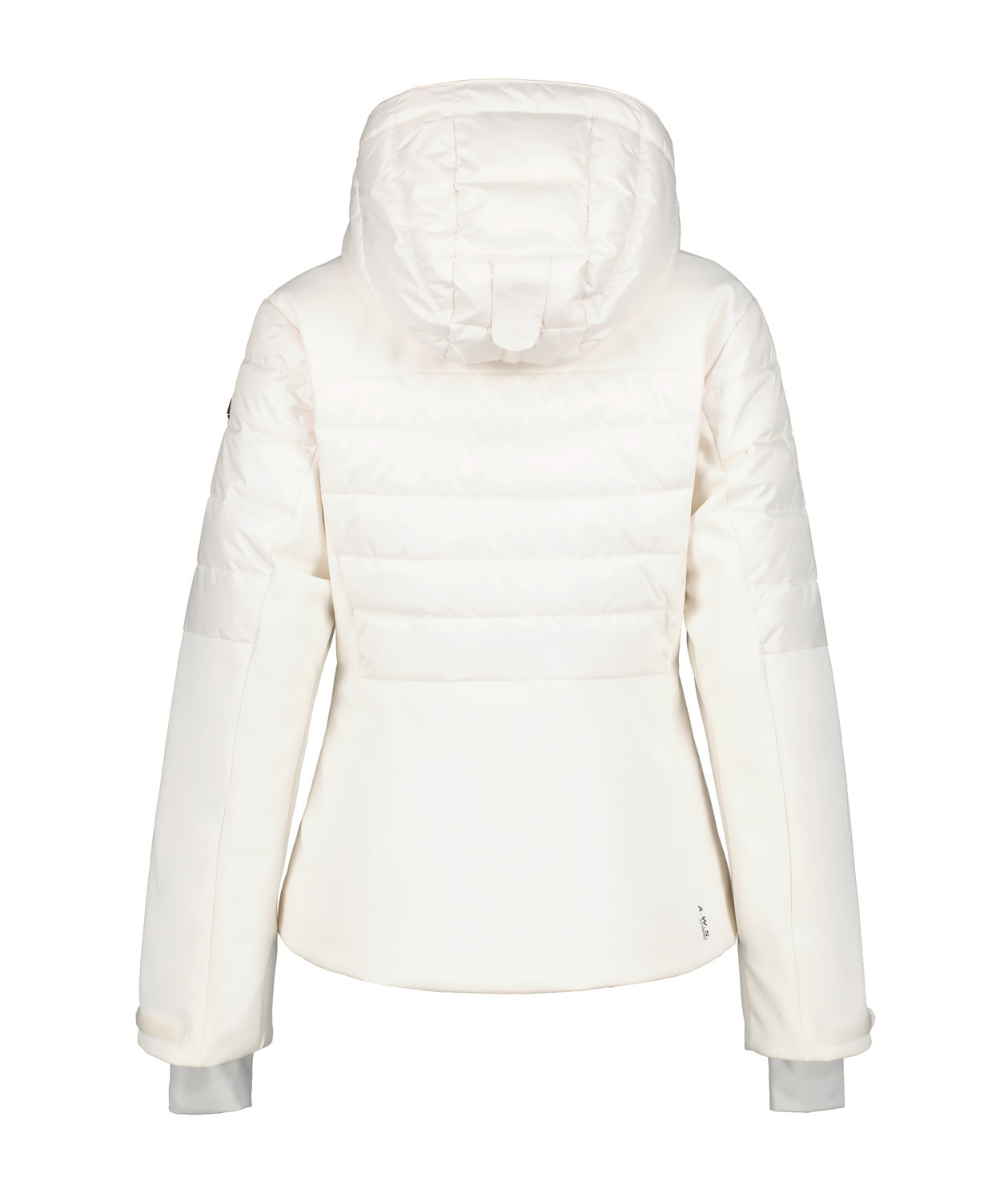 Luhta Kierinki Womens Jacket ski jacket -- Cream 020 colorway front view on model with hood and cuffs