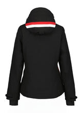 Luhta Lietorova Womens Jacket ski jacket -- Black 990 colorway front view on model with hood and cuffs