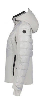Luhta Mallatunturit Womens Jacket 2026 ski jacket -- Silver colorway back view showing articulated powder skirt and fit