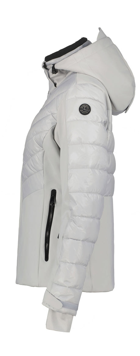 Luhta Mallatunturit Womens Jacket 2026 ski jacket -- Silver colorway back view showing articulated powder skirt and fit