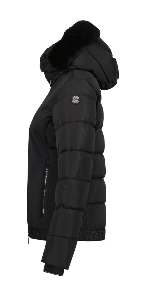 Luhta Salmivaara Womens Jacket 2026 ski jacket -- Basic Black colorway back view showing articulated powder skirt and fit