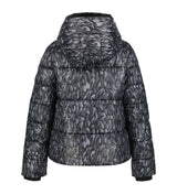 Luhta Suomutunturi Womens Jacket 2026 ski jacket -- Anthracite 8 colorway detail view of hood lining and wrist cuff design