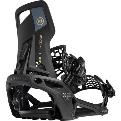 Nidecker Og Supermatic Snowboard Bindings 2026 snowboard binding -- Black Med colorway top view showing highback and straps