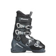 Nordica Sportmachine 3 65 W ski boot in black and gray, side view showing the three silver buckles and the Nordica name on the cuff.