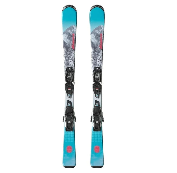 This is an image of Nordica Team G skis with bindings