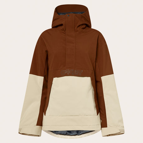 Oakley Tnp Tbt Womens Anorak Jacket ski jacket -- front view on model showing insulated shell and hood at Willis Ski and