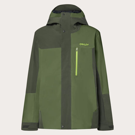 Oakley Tnp Tbt Insulated Mens Jacket ski jacket -- front view on model showing insulated shell and hood at Willis Ski and