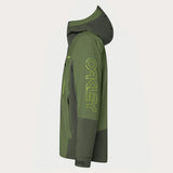 Oakley Tnp Tbt Insulated Mens Jacket ski jacket -- New Dark Brush colorway front view on model with hood and cuffs