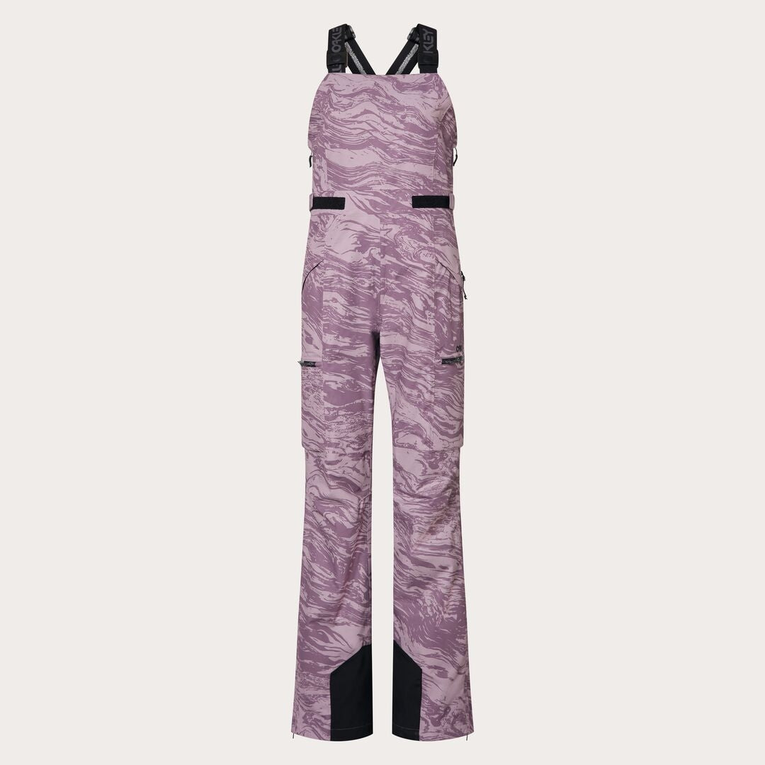 Oakley Tnp Womens Shell Bib ski pant -- front view on model showing insulated ski pant at Willis Ski and Board Pittsburgh