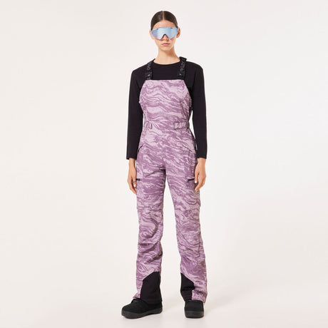 Oakley Tnp Womens Shell Bib ski pant -- Duality Swirl colorway back view showing seat and fit