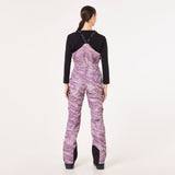 Oakley Tnp Womens Shell Bib ski pant -- Duality Swirl colorway side view showing side zip ventilation