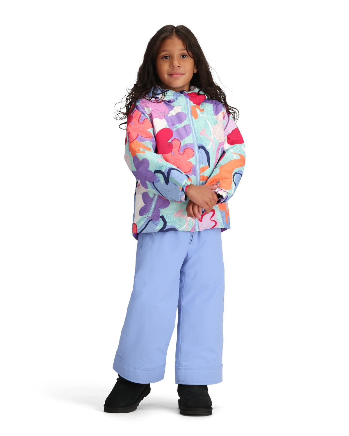 Obermeyer Ashor Toddler Jacket ski jacket -- Under The Sea 5 colorway lifestyle view showing full jacket silhouette