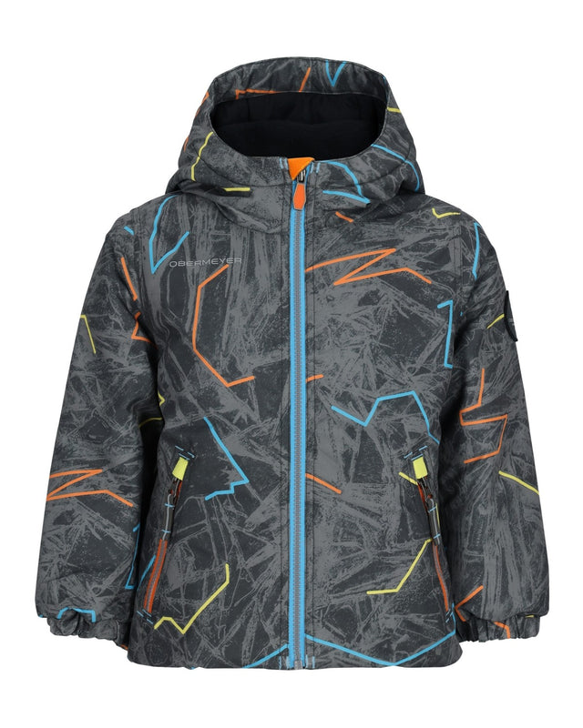 Obermeyer Ashor Toddler Jacket ski jacket -- front view on model showing insulated shell and hood at Willis Ski and Board