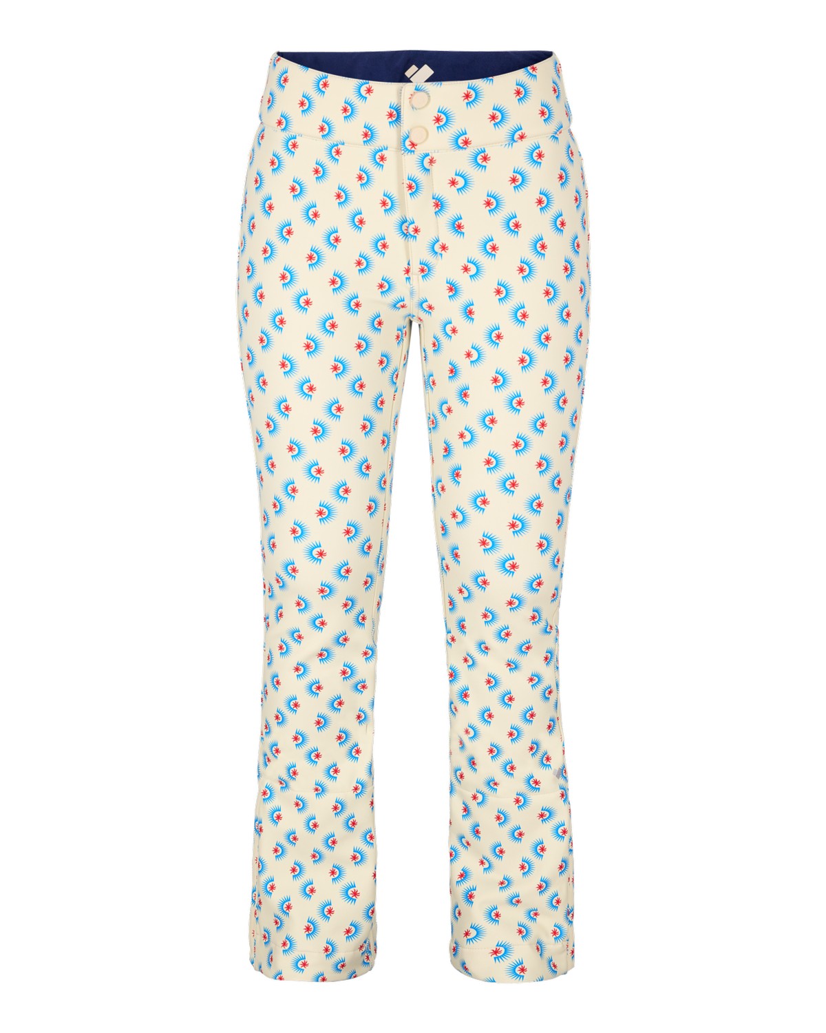 Obermeyer Bond Print Womens Pant 2026 ski pant -- front view on model showing insulated ski pant at Willis Ski and Board