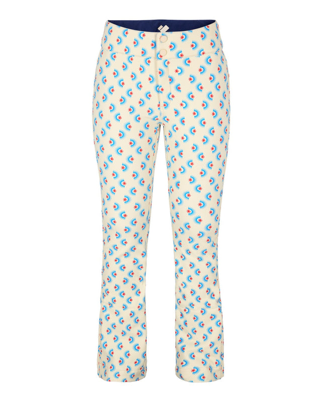 Obermeyer Bond Print Womens Pant 2026 ski pant -- front view on model showing insulated ski pant at Willis Ski and Board