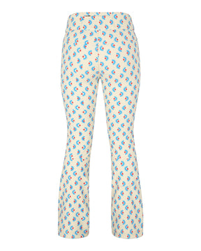 Obermeyer Bond Print Womens Pant 2026 ski pant -- Bali Sun colorway front view on model