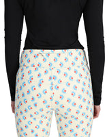 Obermeyer Bond Print Womens Pant 2026 ski pant -- Bali Sun 4 colorway waistband and suspender detail