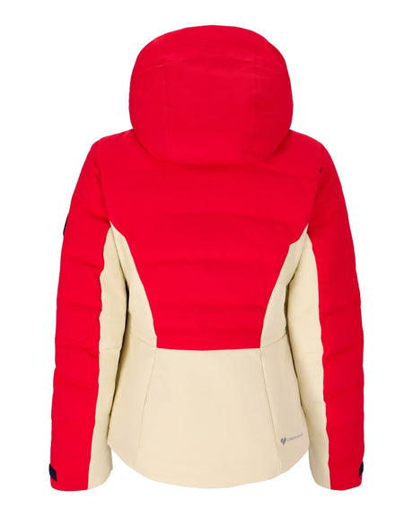 Obermeyer Cosima Down Womens Jacket 2026 ski jacket -- Ski Patrol colorway lifestyle view showing full jacket silhouette