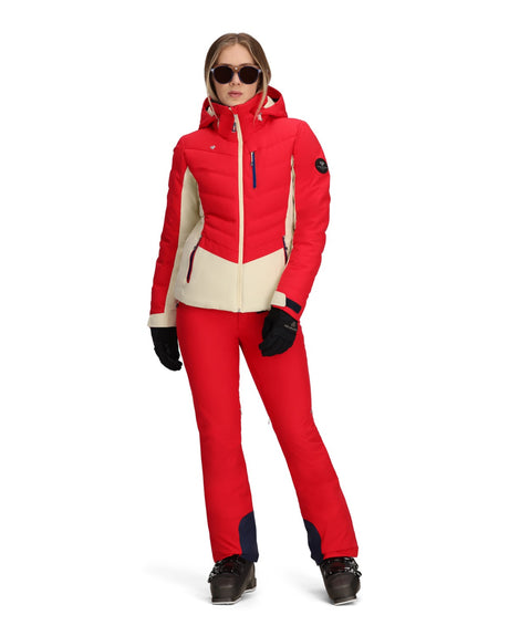Obermeyer Cosima Down Womens Jacket 2026 ski jacket -- Ski Patrol 8 colorway lifestyle view showing full jacket silhouette