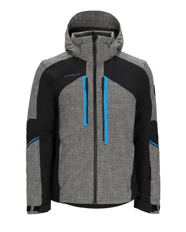 Obermeyer Fall Line Mens Jacket ski jacket -- front view on model showing insulated shell and hood at Willis Ski and Board