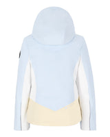 Obermeyer Glade Womens Jacket 2026 ski jacket -- Daylight Blue 10 P colorway front view on model with hood and cuffs