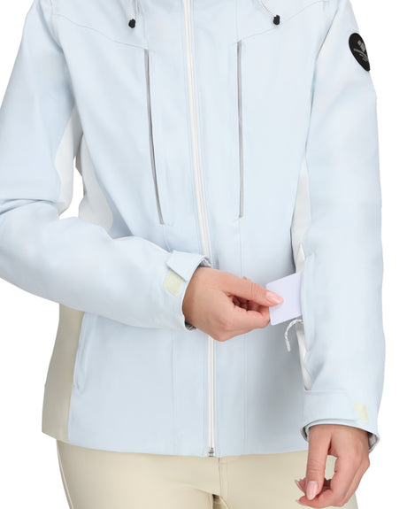 Obermeyer Glade Womens Jacket 2026 ski jacket -- Daylight Blue 6 P colorway back view showing articulated powder skirt and