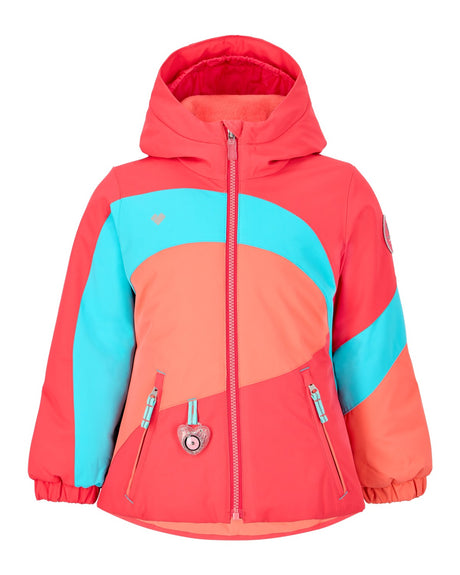 Obermeyer Livia Toddler Jacket 2026 ski jacket -- front view on model showing insulated shell and hood at Willis Ski and