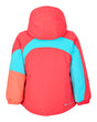 Obermeyer Livia Toddler Jacket 2026 ski jacket -- Tropical Pink 2 colorway front view on model with hood and cuffs