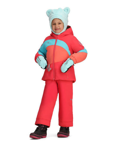 Obermeyer Livia Toddler Jacket 2026 ski jacket -- Tropical Pink 5 colorway back view showing articulated powder skirt and fit