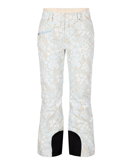 Obermeyer Malta Print Womens Pant 2026 ski pant -- front view on model showing insulated ski pant at Willis Ski and Board
